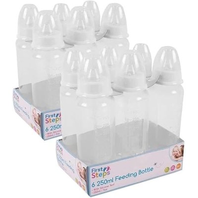 Pack of 6 Clear Baby Feeding Bottles 250ml with…