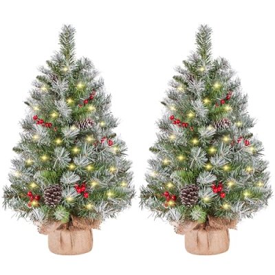 Yaheetech Pre-Lit Mini Christmas Trees, 3ft