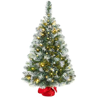 Yaheetech Prelit Frosted Christmas Tree