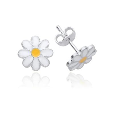 Daisy Flower Silver Stud Earrings