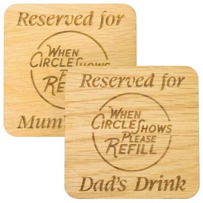 Oak Veneer Drinks Coaster Set