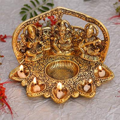 NOBILITY Lakshmi Ganesh Saraswati Metal Showpiece