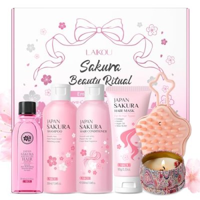 LAIKOU Sakura Hair Care Set, 6PCS Unique Self…