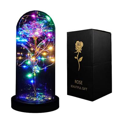 INOGIH Galaxy Enchanted LED Rose in Glass Dome