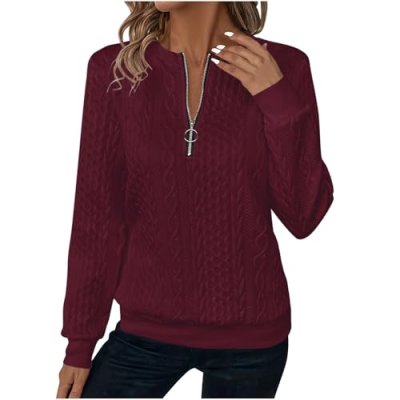 Half Zip Jumper Women Casual Ladies Knit…