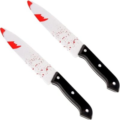 SULOLI Halloween Fake Knife,2 Pieces Zombie Knife…