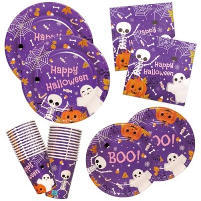 HNH Halloween Paper Plates Napkins Paper Cups Set…