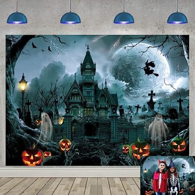 Halloween Party Backdrop Scary Dark Night Castle…
