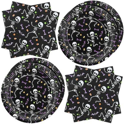 ZVK Halloween Party Paper Plates and Napkins Set…