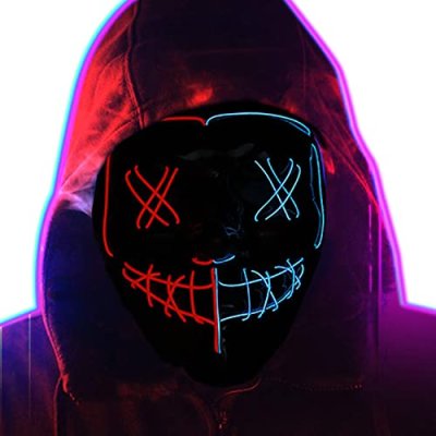 Halloween Mask, LED Light Up Mask with 3 Light…