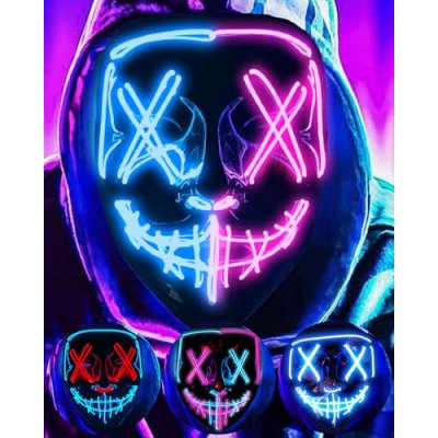 DWTECH LED Halloween Mask - Light Up Mask LED…