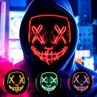 Halloween Masks, LED Light Up Mask, Anonymous…