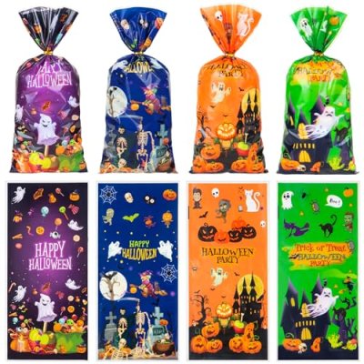 GOMANCHE Halloween Cellophane Candy Bags, 100…