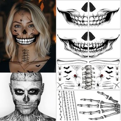 Halloween Temporary Tattoos, 8 Sheets