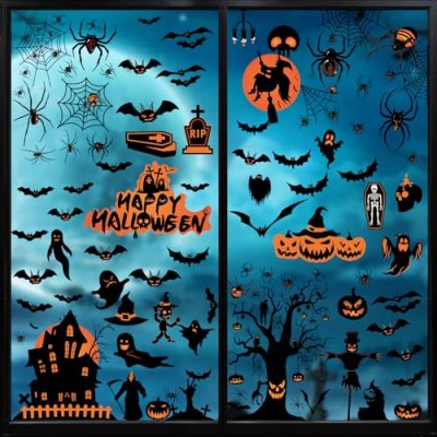 Halloween Window Decorations - Black Bat Static…