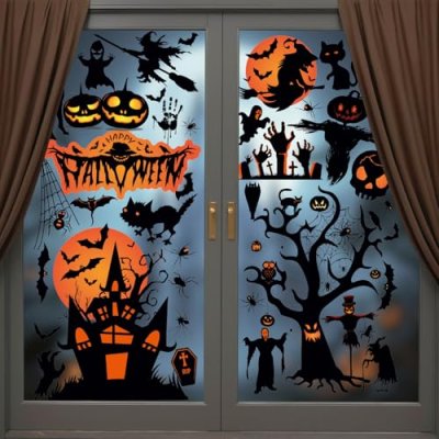 Halloween Window Stickers, Cshare Castle Bat…