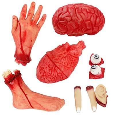 AOFOX Halloween Bloody Props, 9 piece Fake Creepy…