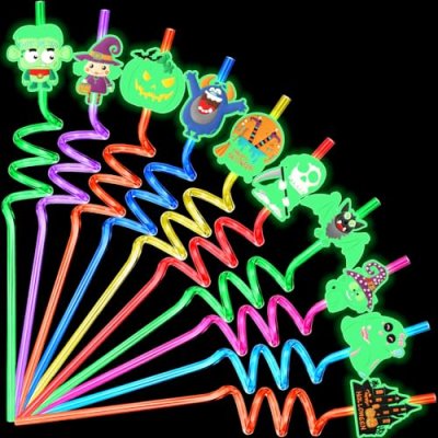 JANYUN Halloween Glow Straws, 20 Pcs Reusable…
