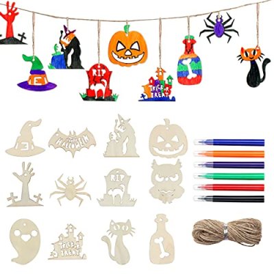 VEYLIN Halloween Wooden Ornaments
