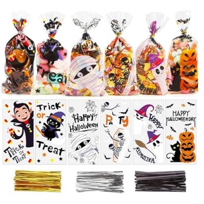 Halloween Treat Bags - 120 Cellophane Sweet Bags…