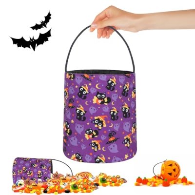 ZALAON Halloween Trick or Treat Bags,Black Cat…