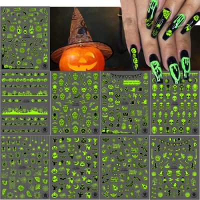 Kalolary Halloween Luminous Nail Art Stickers, 9…