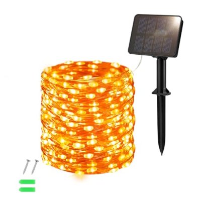 Dalugo Orange Solar Fairy Lights, 12M/40Ft 120…