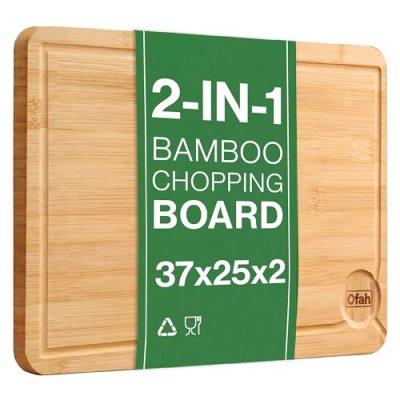 Bamboo Wooden Chopping Board Large 37 x 25 x 2cm…