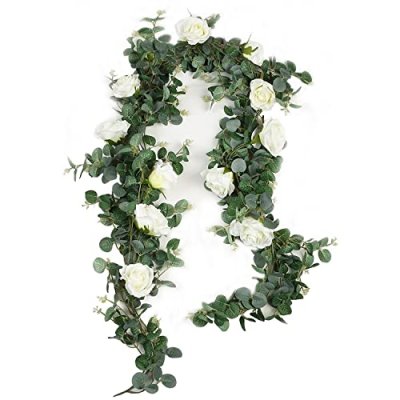 Famibay Artificial Eucalyptus Garland with Roses…