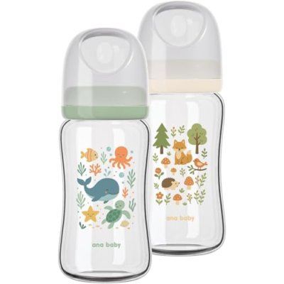 ana baby Pure Glass Bottle Set - 2 Pack | BPA…
