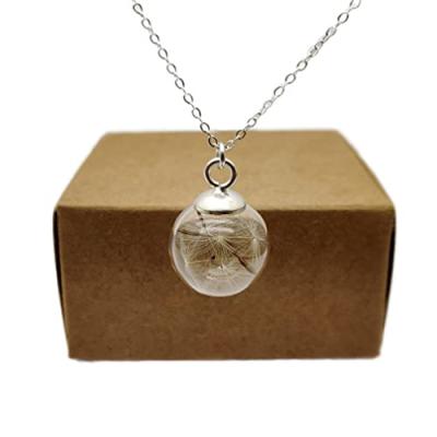Dandelion Glass Ball Pendant Necklace