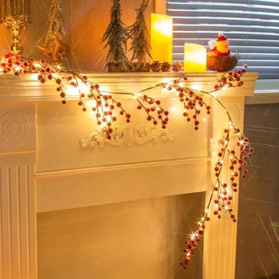 Vanthylit 6FT Red Berry Garland Lights with 88LT…
