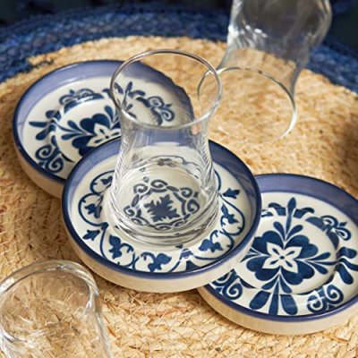 Karaca Zeher Blue Tea Glasses Set