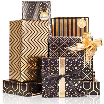 Larcenciel Wrapping Paper, Black and Gold…