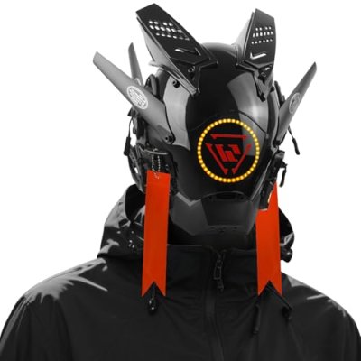Marikito Punk LED Light Mask with Neon Glow -…