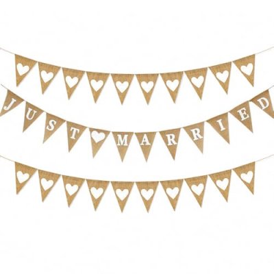 JUST Married Hessian Bunting Banner + White Love…