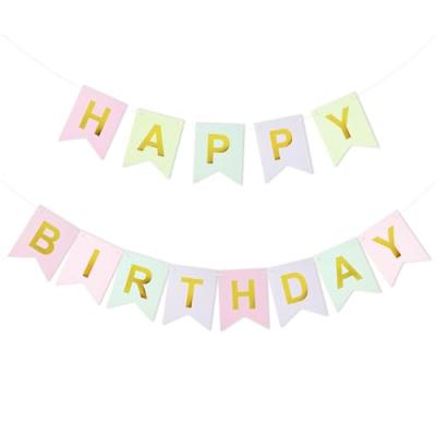 Pastel Gold Happy Birthday Banner