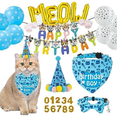 TCBOYING Cat Birthday Collar Set