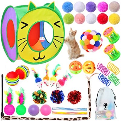 SUPJADE Cat Toys Interactive 37Pcs Set - Feather…