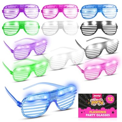Jaunty 12pk Party Flashing Glasses - Neon Rave…