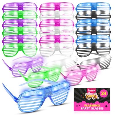 Jaunty 24pk Bulk Party Flashing Glasses - Neon…