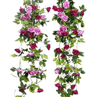 JUSTOYOU Faux Rose Garland