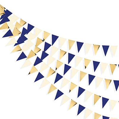 Navy Blue & Gold Flag Banner