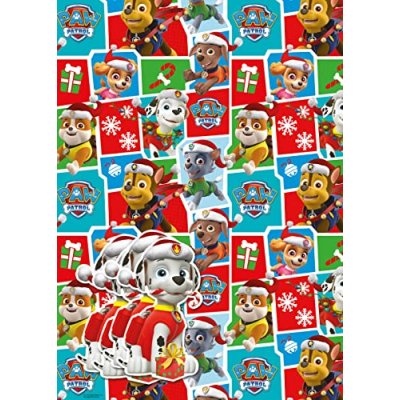 Paw Patrol Christmas Wrapping Paper, 4 Sheet Tag…