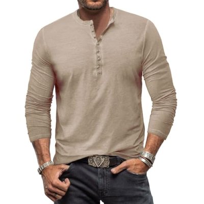 YawYews Cotton Henley Shirt