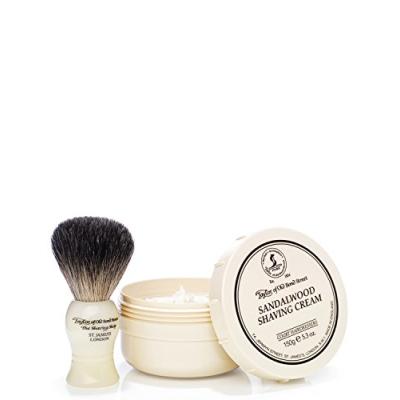 Taylor Badger Brush and Sandalwood Bowl Set