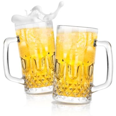 Paysky 2Pack Beer Mugs – Glass Mugs, 22 oz…