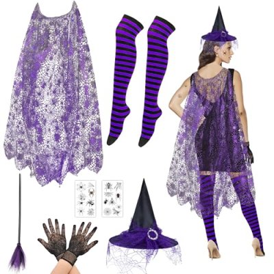 Abitoncc 7 PCS Halloween Witch Costume Adult…