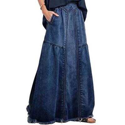 Ebossy Women's Denim Maxi Skirt