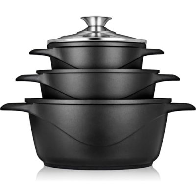 briebe Cookware Set 6 Piece, 3 Cast Aluminium…